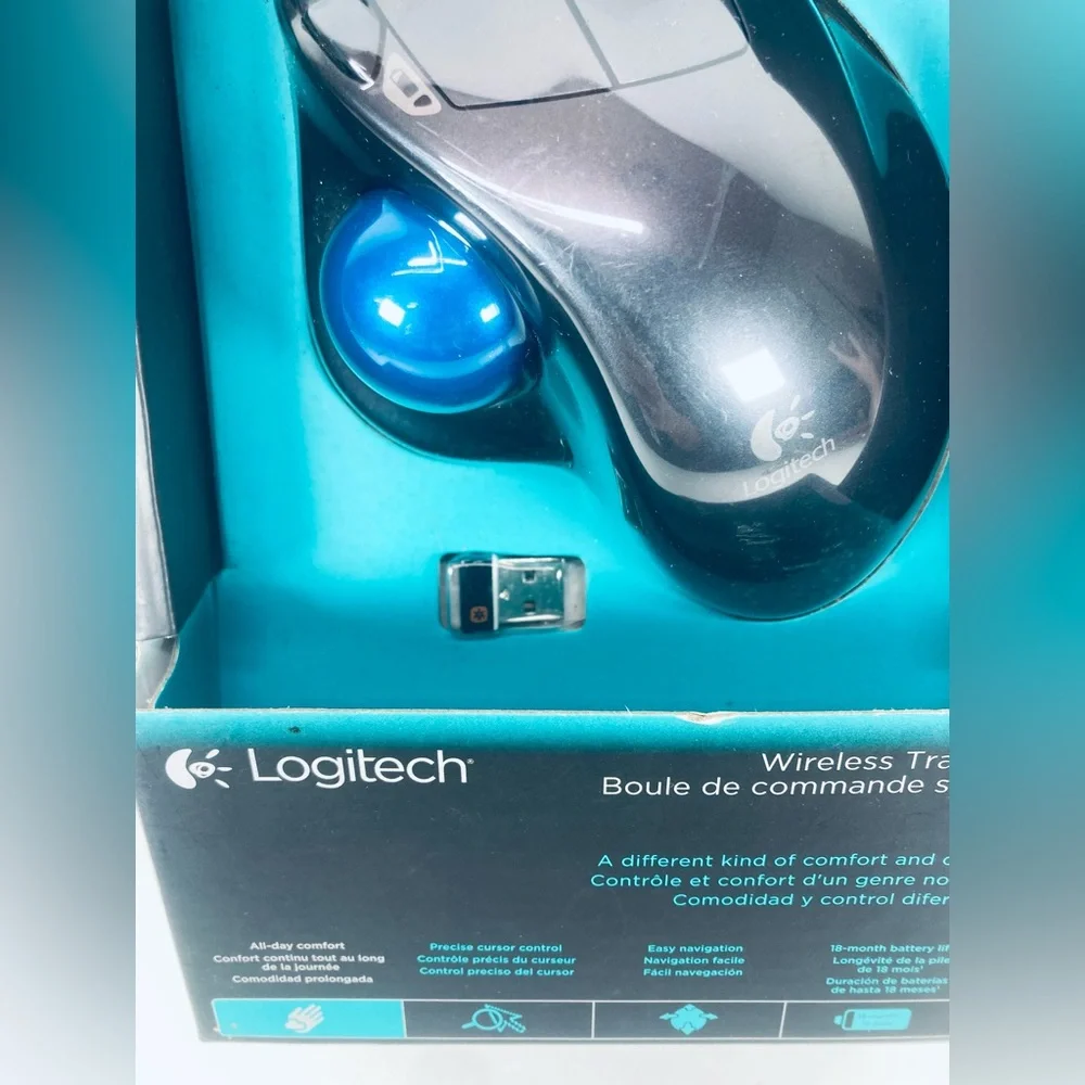 Logitech M570 Wireless Laser Trackball Mouse & Dongle Ergonomic Brand New In Box
